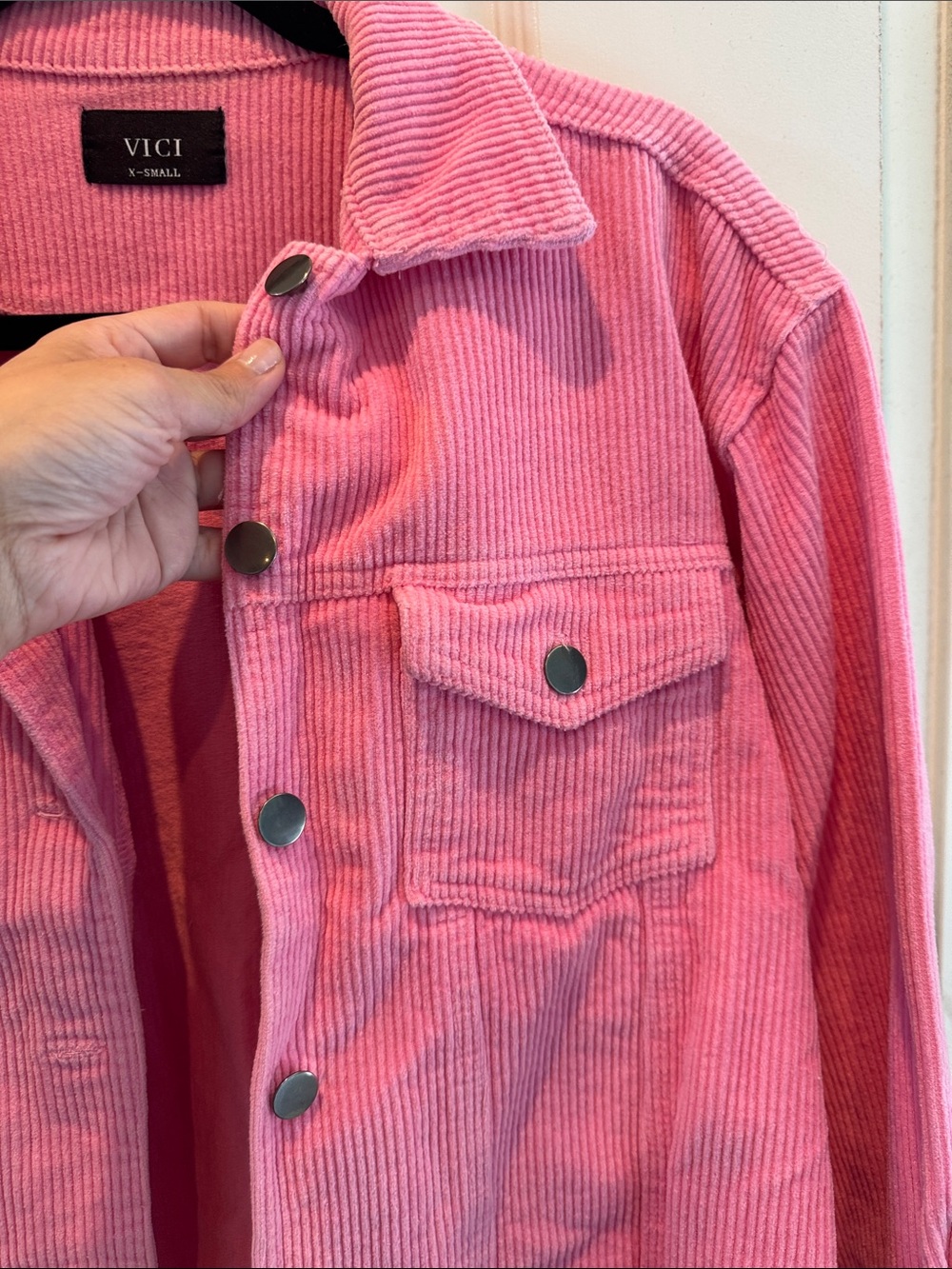 VICI Pink Corduroy Cropped Trucker Jacket - Picture 3 of 7